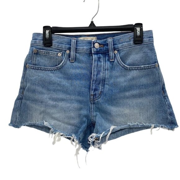 Madewell Button Fly Relaxed Denim Jean Shorts Blue Women's Size 25 - Picture 1 of 12